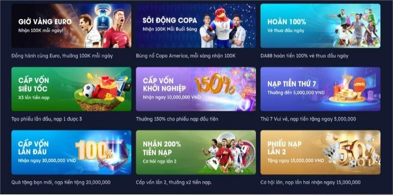 Nạp rút tiền DA88 chỉ với 3 bước đơn giản 2 Nhiều chương trình khuyến mãi hấp dẫn